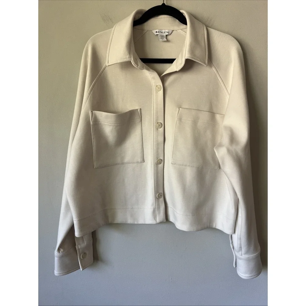 Athleta Allure Shirt Jacket | Bone Large #577373 Fall Semi Cropped